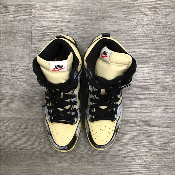 Nike Dunk High 1985 Black Acid Wash Men’s 9.5 Yellow/Black Retro Sneakers EUC - Picture 3 of 10